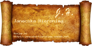 Janecska Hieronima névjegykártya